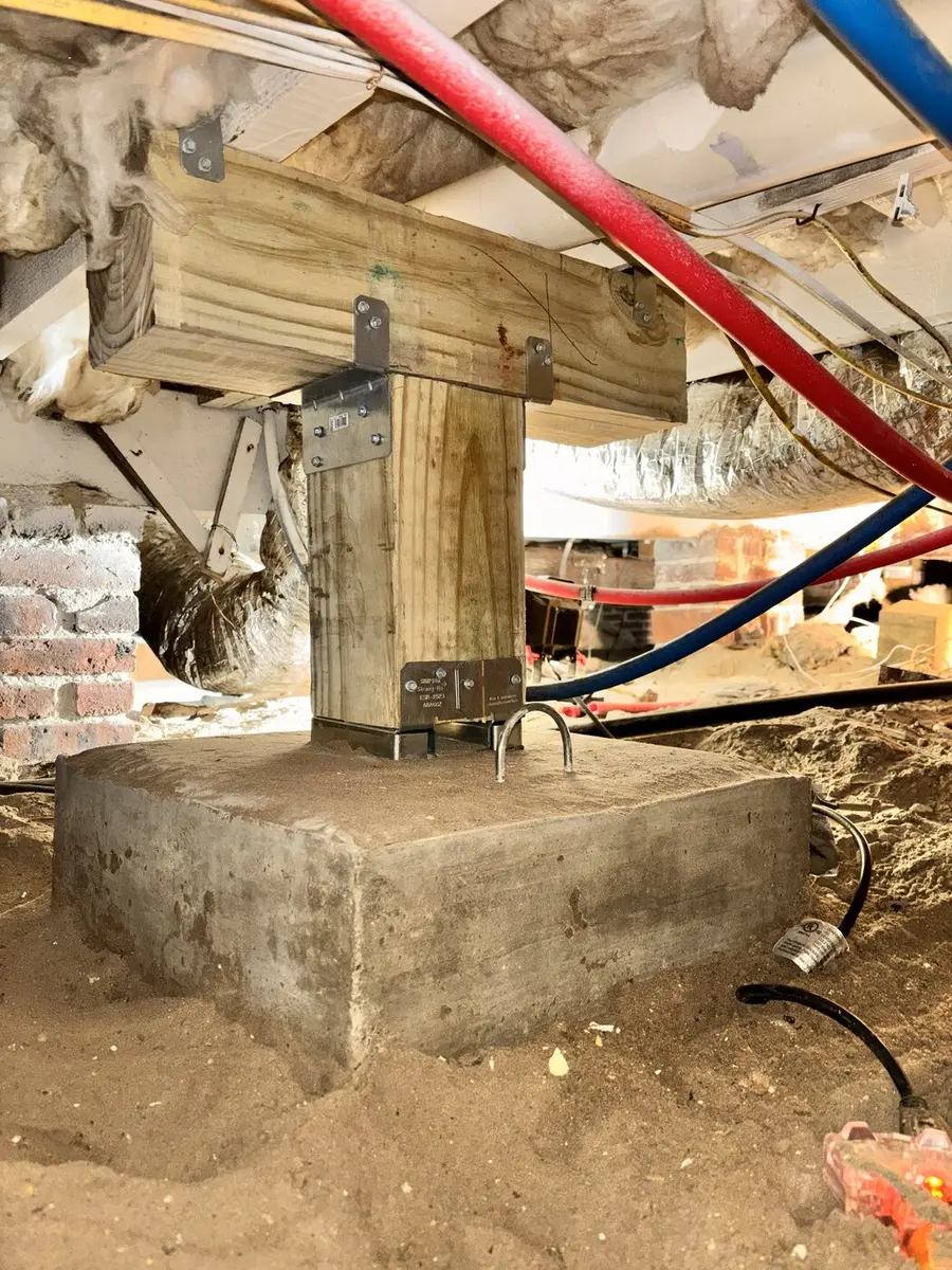 Completed crawlspace column installation
