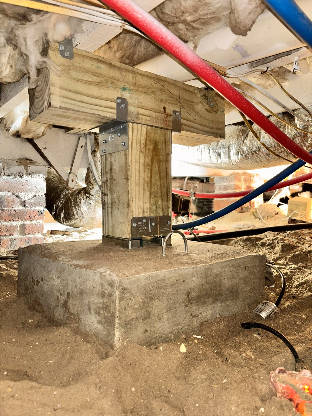 Completed crawlspace column installation